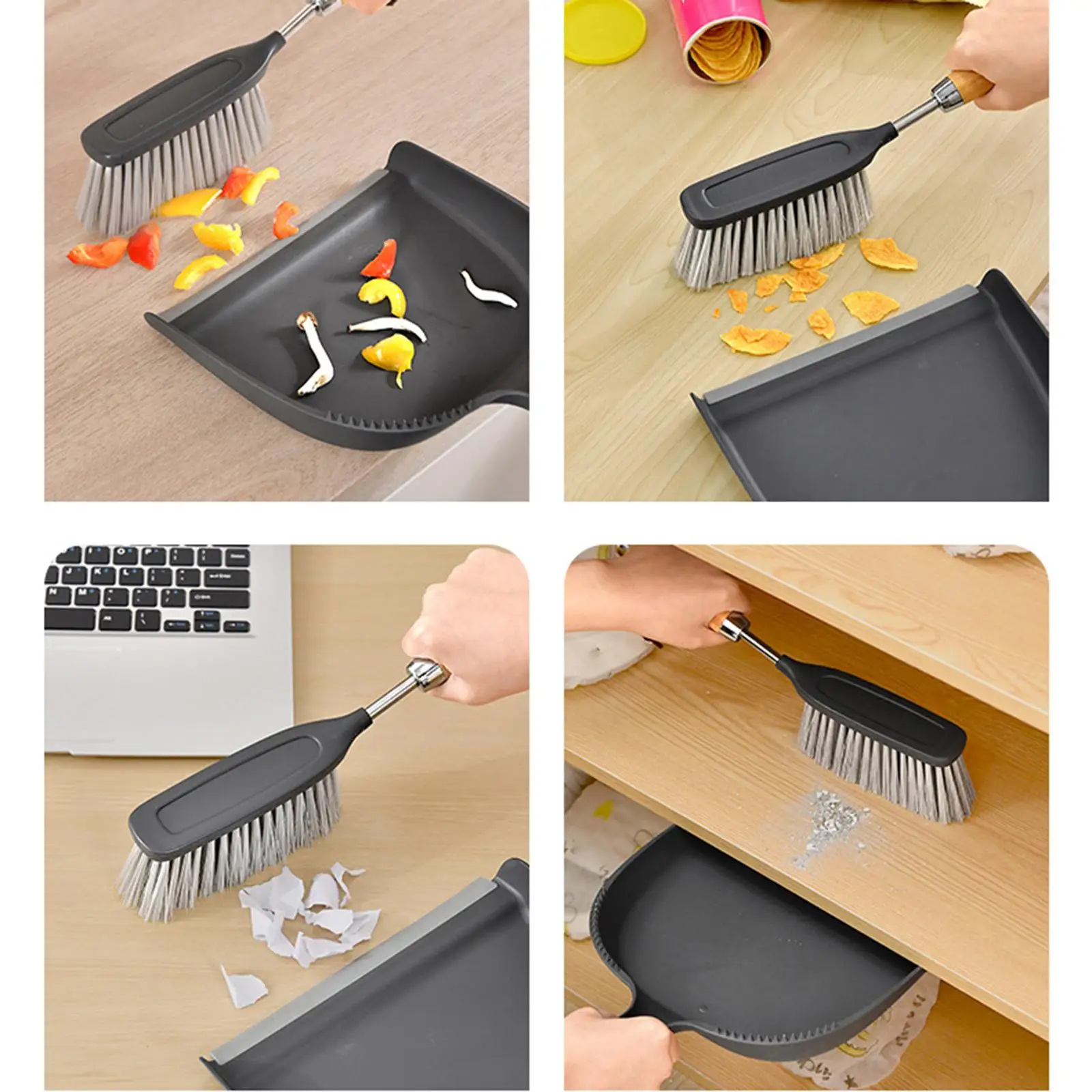 

Handheld Dustpan and Broom Small Sweep Brush Set for Household Garbage Cleaning Kitchen Cabinets Desk Surfaces