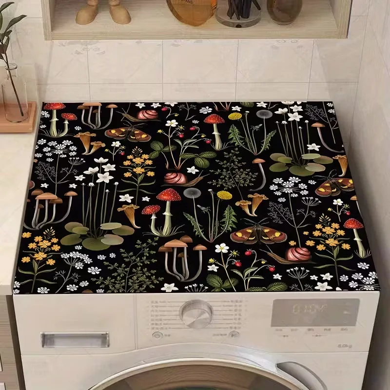 A Multifunctional Polyester Dish Absorbent Pad with Flower Carpet Mushroom Pattern Printed on It Bathroom Supplies Drainage Pad