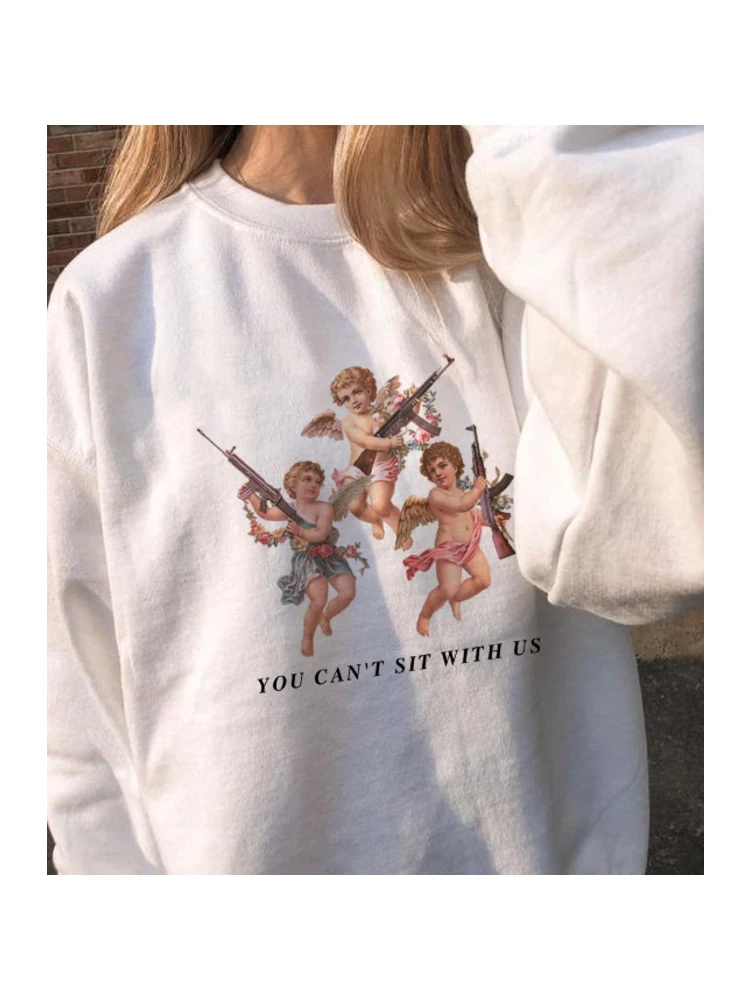 

You Cant Sit with Us Three Angels Harajuku Hoodies Women Ullzang Cute Autumn Winter Kawaii Sweatshirt 90s Hoody Female Girls