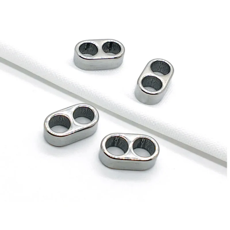 4pcs Double Hole Stainless Steel Big Hole Spacer Beads Jewelry Making Slider Charm DIY Leather Bracelet Findings