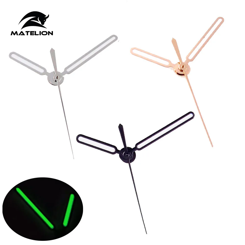 MATELION Leuchtendes Silber/Schwarz/Roségold Uhrzeigernadeln für NH35 NH36 NH38 Automatikwerk Taucheruhr Zubehör Teile