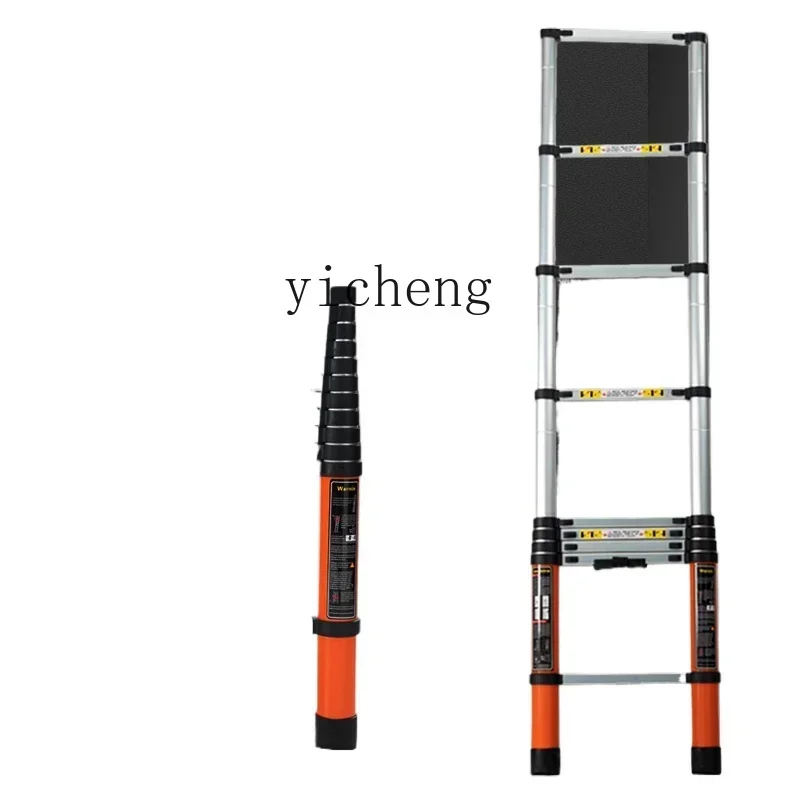 

telescopic ladder aluminum alloy thickened straight ladder engineering indoor household portable ladder