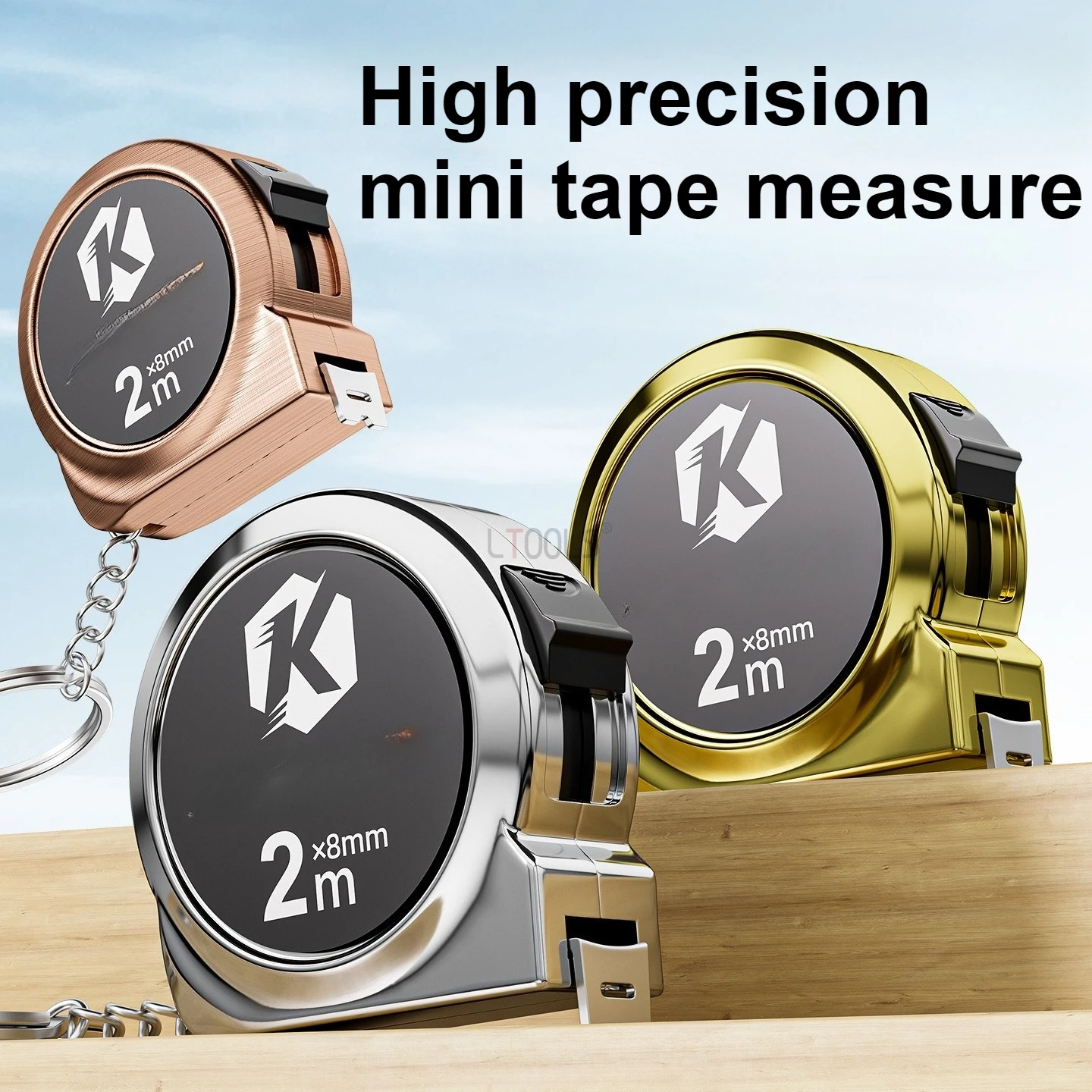 

Электролитически покрытая мини-рулетка 2 метра, портативная, на брелоке, для дома, стальная, высокоточная