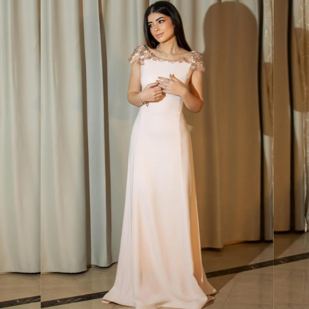 

Customized High Quality Exquisite Jersey Sequined A-line Off-the-shoulder Long Dresses Bespoke Occasion Classic