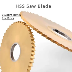 75/80/100mm 1/3pcs HSS Circular Saw Blade Ti-Coated Disc Slitting Slotting Wood Plastic Metal Stainless Steel Dremel Rotary Tool