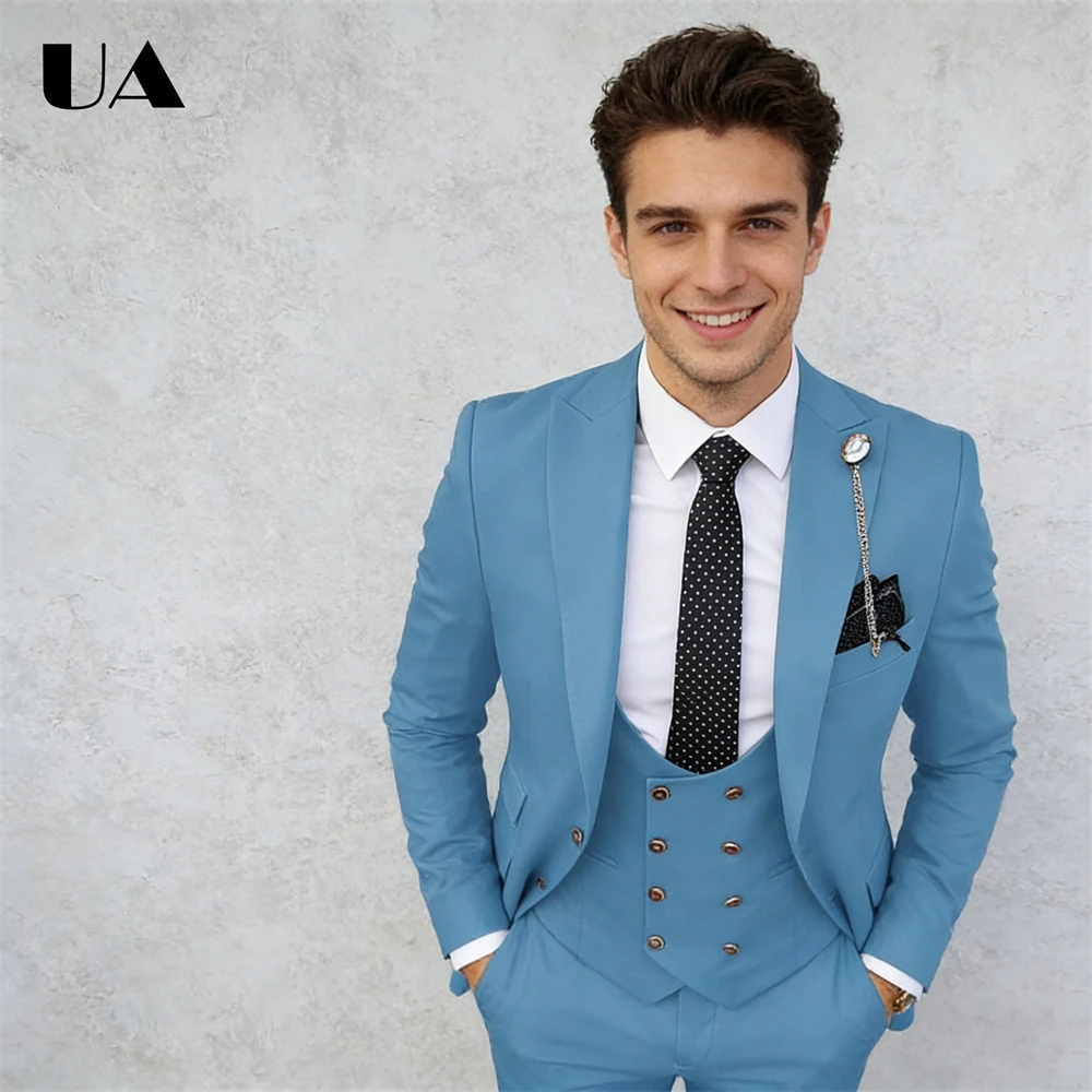 

Gentleman's Formal Suit Attire Including Jacket Vest and Pants, Plus Size Men's Wedding Suit Groom Bestman Tuxedo Tailored Fit