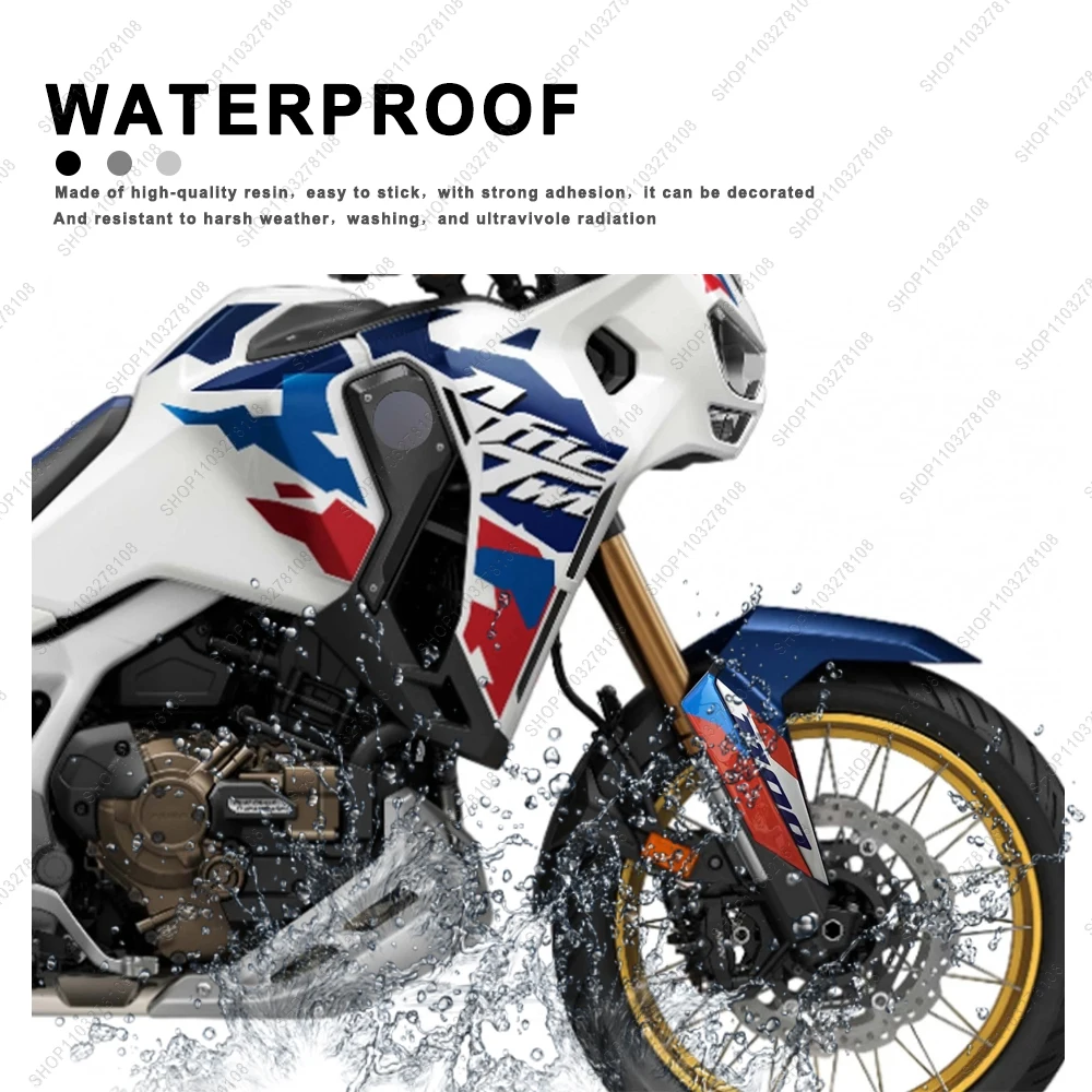 For Honda Africa Twin Adv 2024 Motorcycle Anti slip Fork Guards Mudguard Protection Sticker 3D Epoxy Resin Decals