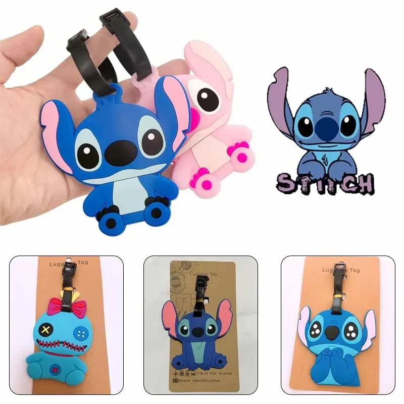 

Disney Stitch Luggage Tag Anime Cartoon Suitcase Fashion Silicon Luggage Name ID Address Label Portable Travel Accessories Label