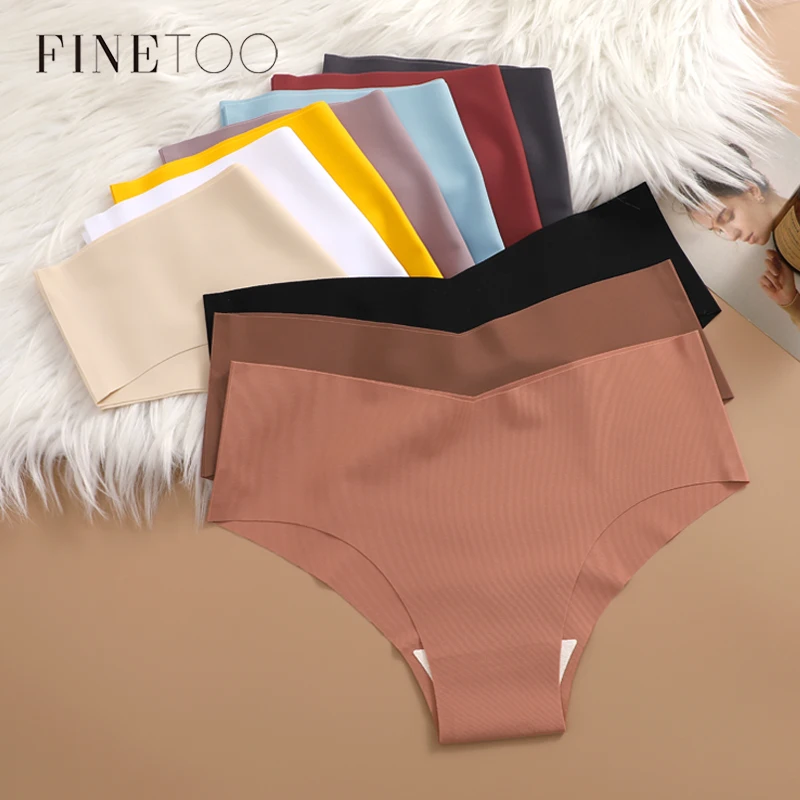 FINETOO-Roupa Interior Sem Costura Ultra-fina para Mulheres, Calcinha Sexy, Cuecas de Cintura em Forma de V, 10 Cores Monocromáticas, Cuecas Stretch
