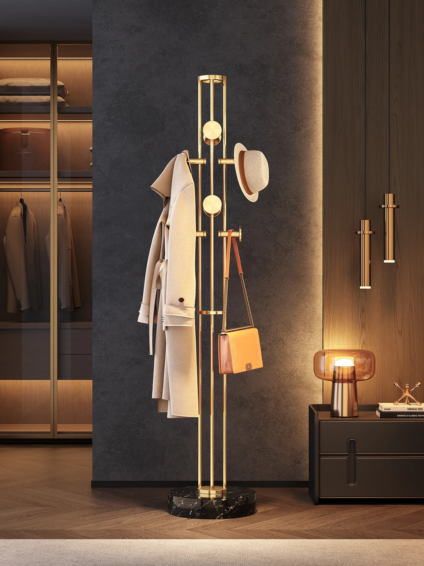 

Итальянская высококачественная утолщенная вешалка из нержавеющей стали, подвесная вешалка, напольный светильник, роскошная гостиная, спальня, домашняя вертикальная ткань