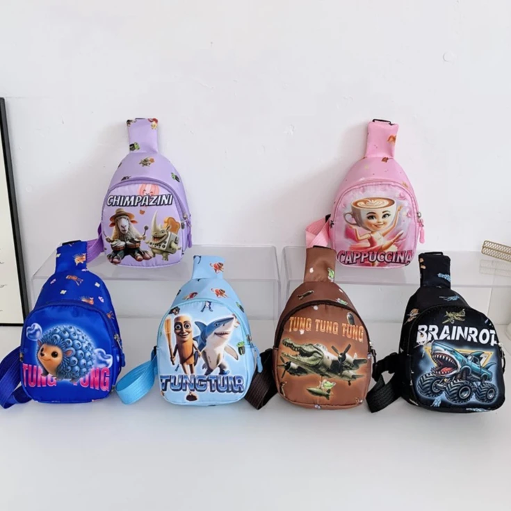 

Сумка через плечо Tralalero Tralala, детские дорожные итальянские сумки на плечо Brainrot для мальчиков и девочек, спортивная нагрудная сумка на открытом воздухе, детский подарок