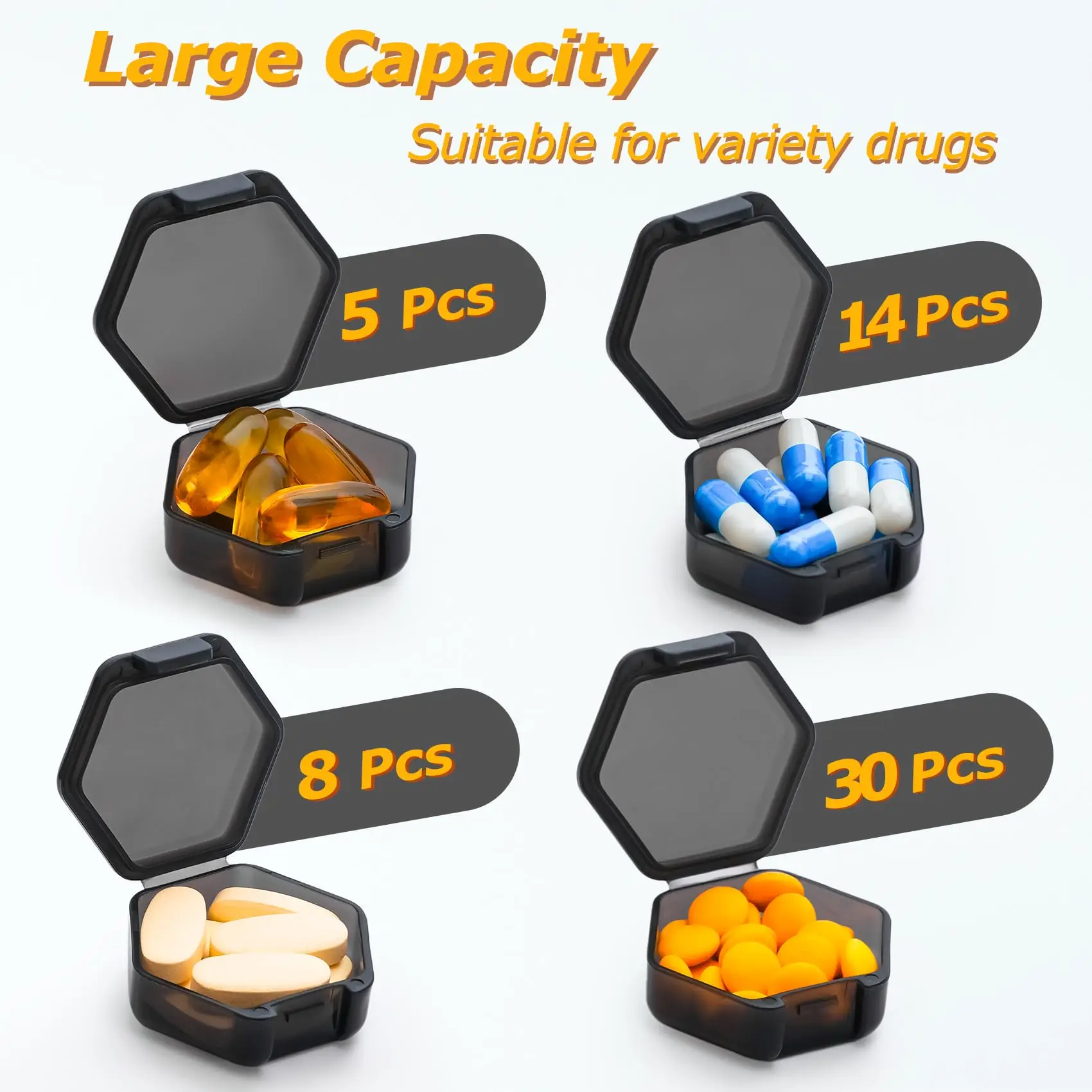 Pastillero pequeño de 12 Uds., pastillero de viaje, Mini organizador portátil para monedero de bolsillo, contenedor de vitaminas para medicina diaria, aceite de pescado