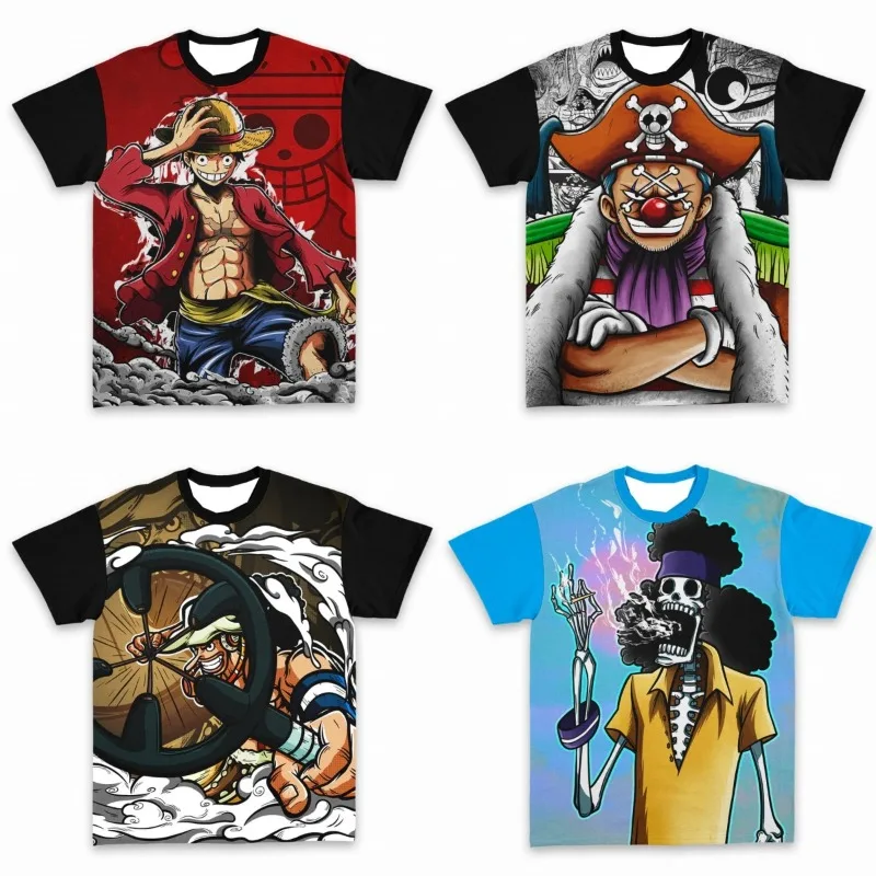 

Футболка оверсайз с принтом One Piece Straw Hat Pirates, футболка с аниме-графикой, короткий рукав, уличная одежда в стиле Харадзюку, идеальный подарок для любителей аниме