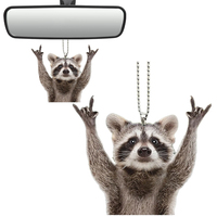 Procyon Lotor Rearview Mirror Hanging Decor Raccoon Bear Key Pendant Acrylic Bag Decorative Pendant Jewelry Accessory Gifts
