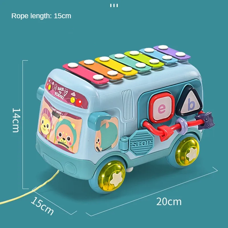 Rompecabezas para bebé, autobús musical, golpe manual, bloques de Piano, sonajero, juguetes educativos Montessori multifuncionales, regalos para niños de 0 a 3 años