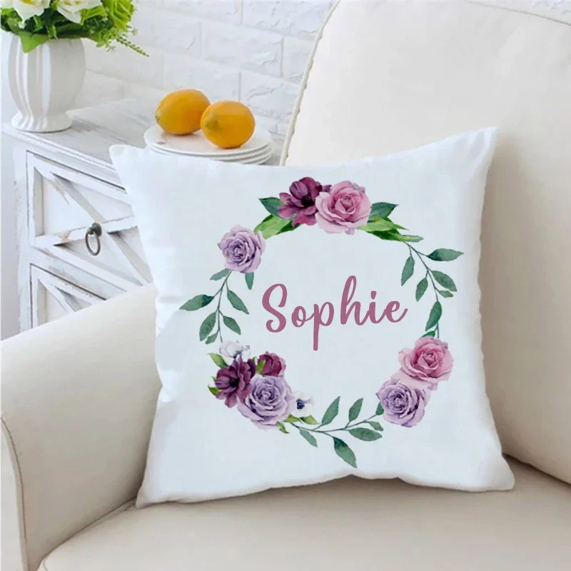 Funda de almohada personalizada, corona personalizada con nombre, funda de cojín, decoración para el hogar, funda de almohada