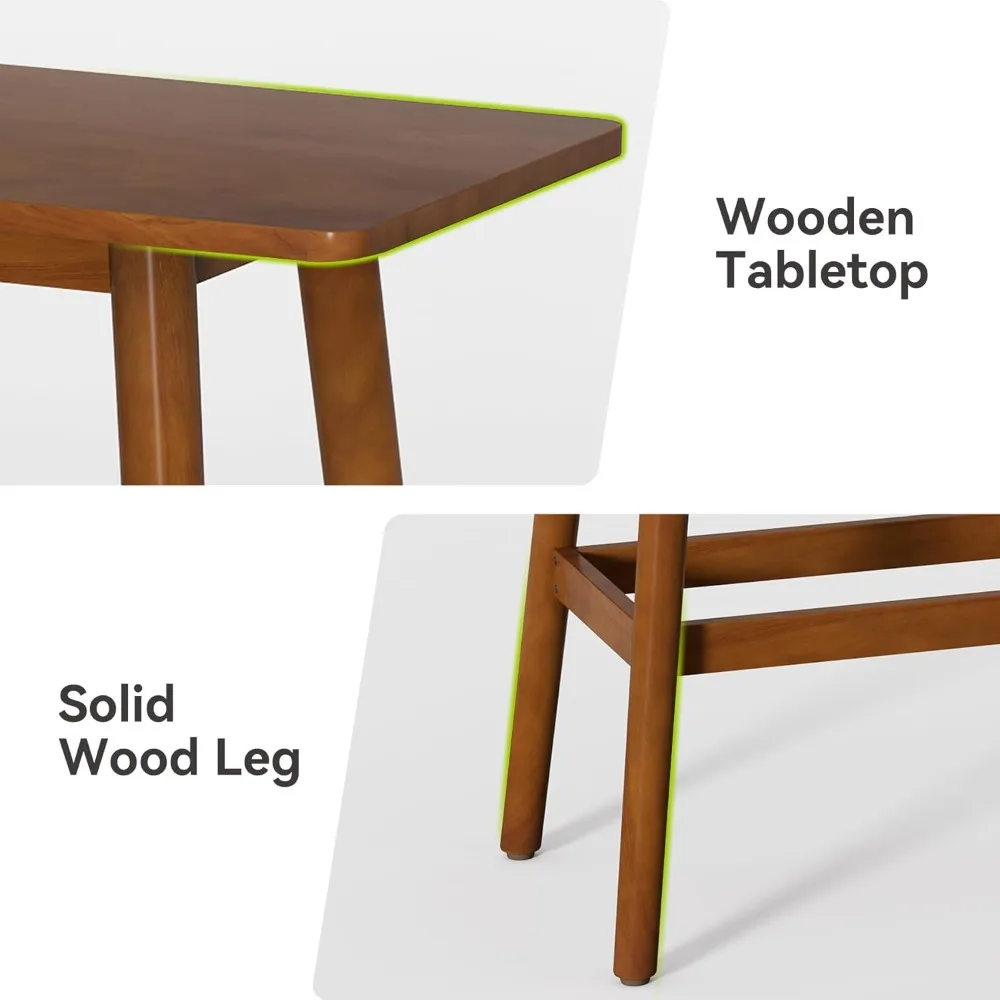 バーテーブル、63インチバーハイトパブテーブル、カウンターハイトバーテーブル、無垢材の脚が付いた長方形のハイテーブルキッチン ダイニングテーブル