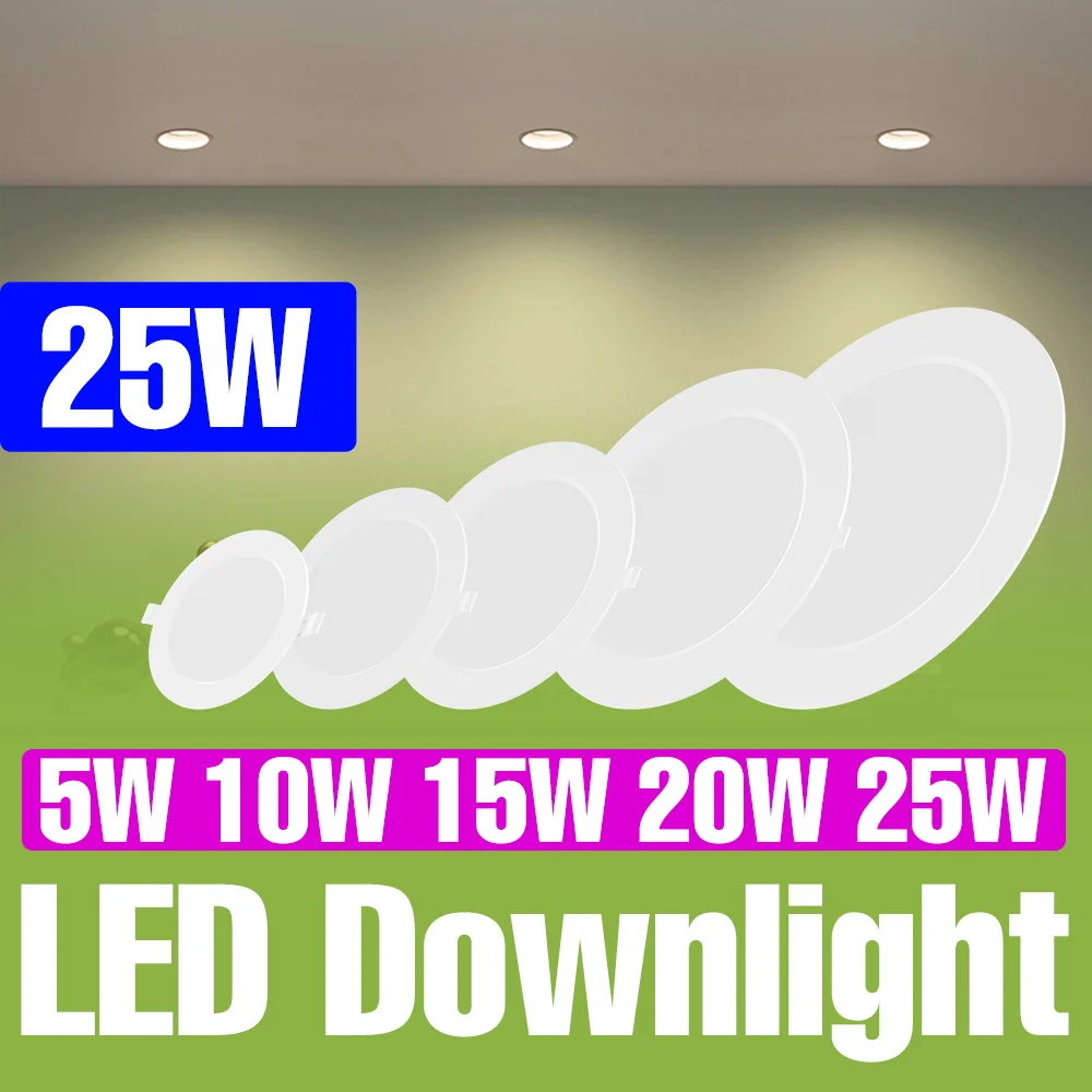 LED Downlight Recessed Round Ceiling Lamp Indoor Spot Lights 5W 10W 15W 20W 25W Home Living Room Bedroom 6000K Cold White AC220V