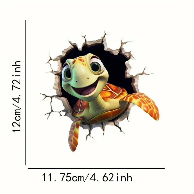 Humorous Sea Turtle Stickers, Waterproof Vinyl Decals, Creative Decor for Car Glass Wall