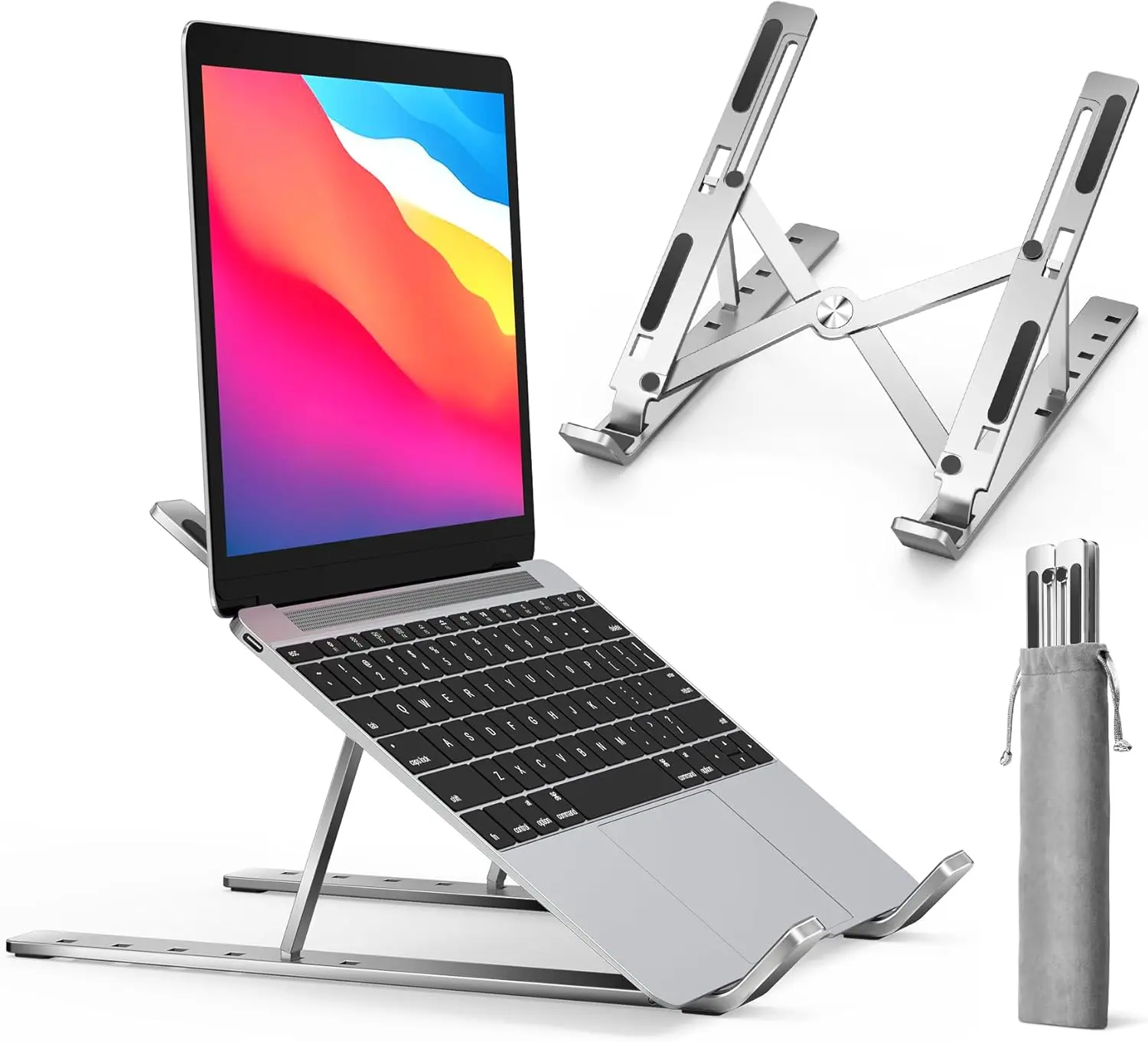 

Laptop Stand, Laptop Holder Riser Computer Tablet 6 Angles Adjustable AluminumHolder Compatible with 10-15.6” MacBook,