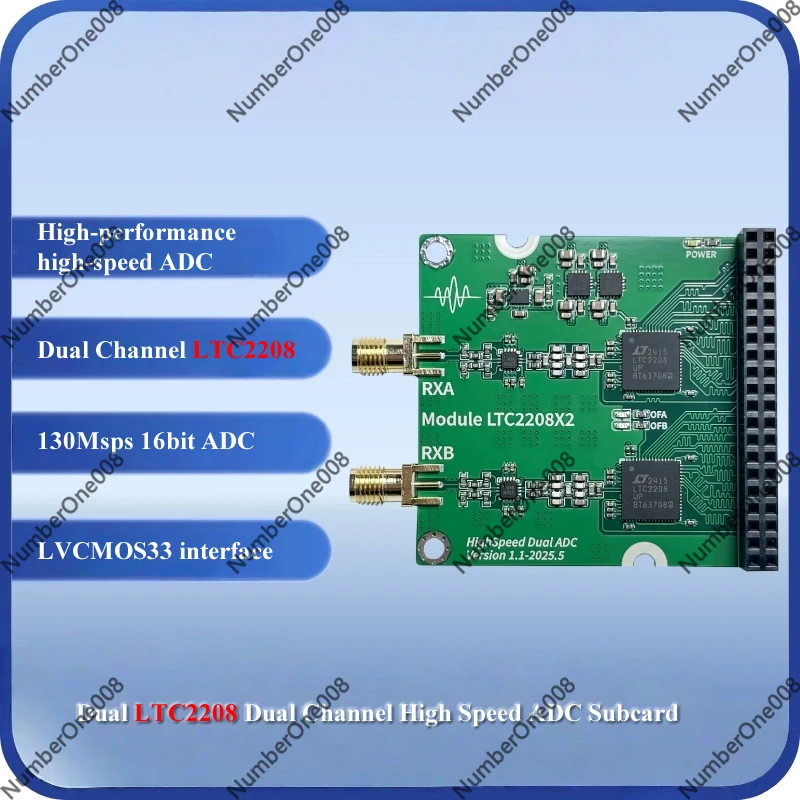 High Speed ADC Module, Arbitrary Waveform Acquisition, Dual Channel 16 Bit 130Msps LTC2208 with LVDS CMOS Output