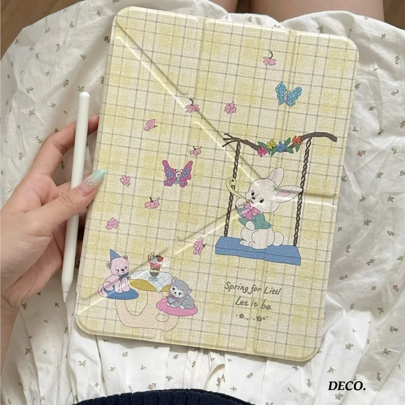 White and Blue Polka Dots Tablet Case For iPad Pro 11 M2 M3 M4 M5 A16 2025 Air4 5 6 7 12.9/13/9.7/10.2/10.5/9.7in 5th Cover