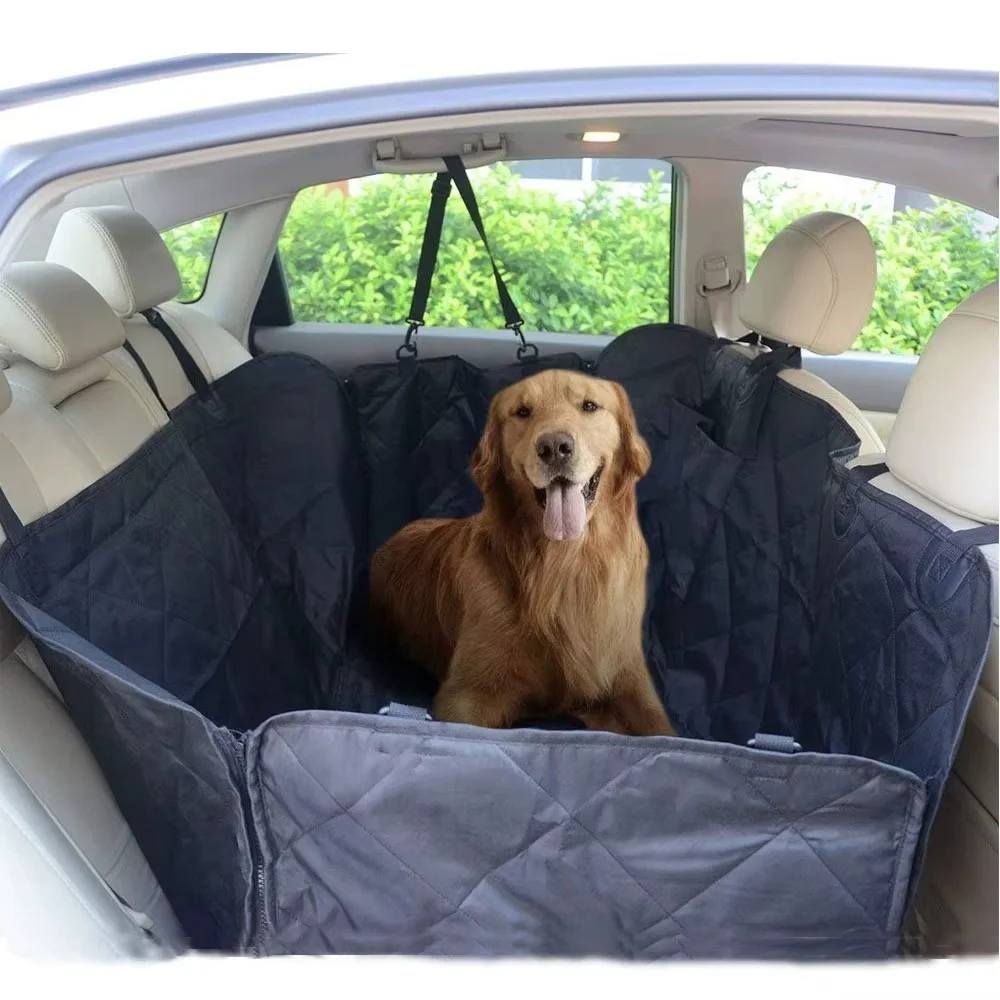 Extended Dog Car Seat Cover Waterproof Pet Car Seat Cushion Cars Rear Back Anti-Slip Mat Travel With Middle Seat Armrest