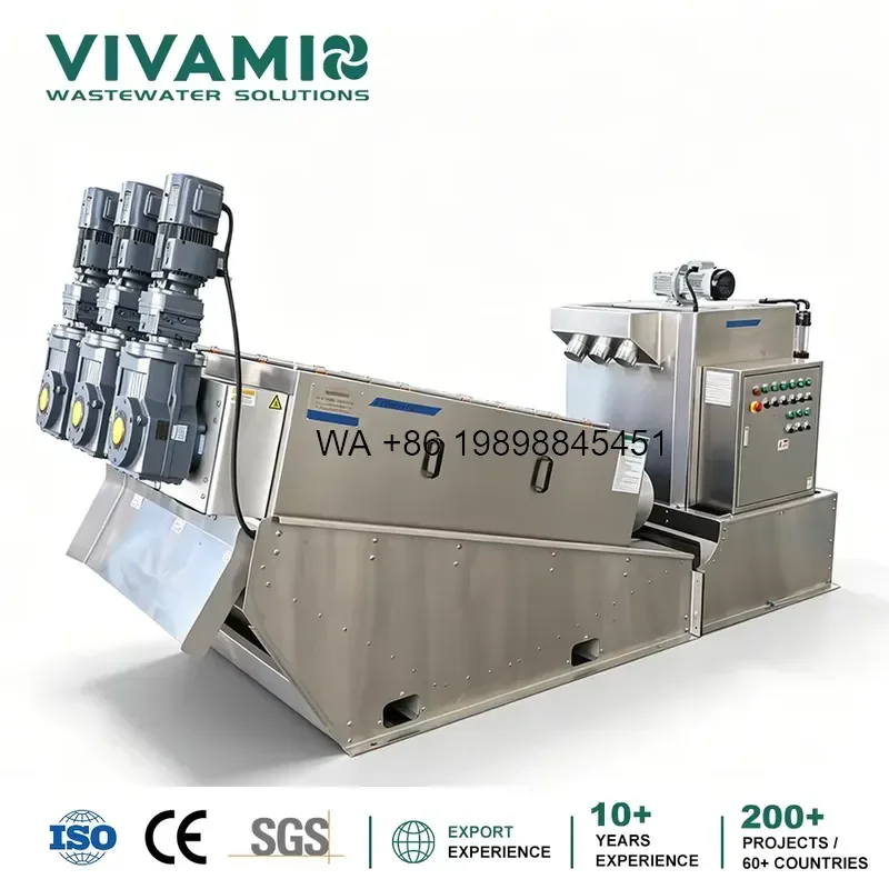 Wmwmnu Multi Disk Volute Screw Press Sludge Dewatering for Organic Wastewater Sludge Dehydration and Pig Farm Manure