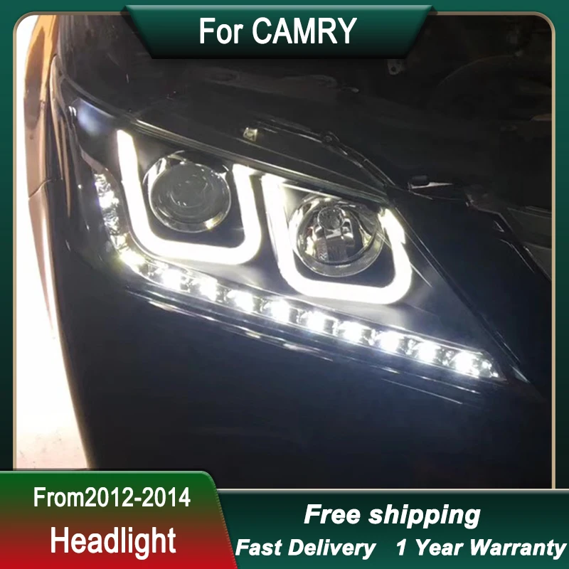 سيارة العلوي لتويوتو كامري 2012-2014 ترقية LED رئيس مصباح ترقية DRL ديناميكية مصباح إشارة رئيس مصباح الجبهة ضوء الجمعية #4