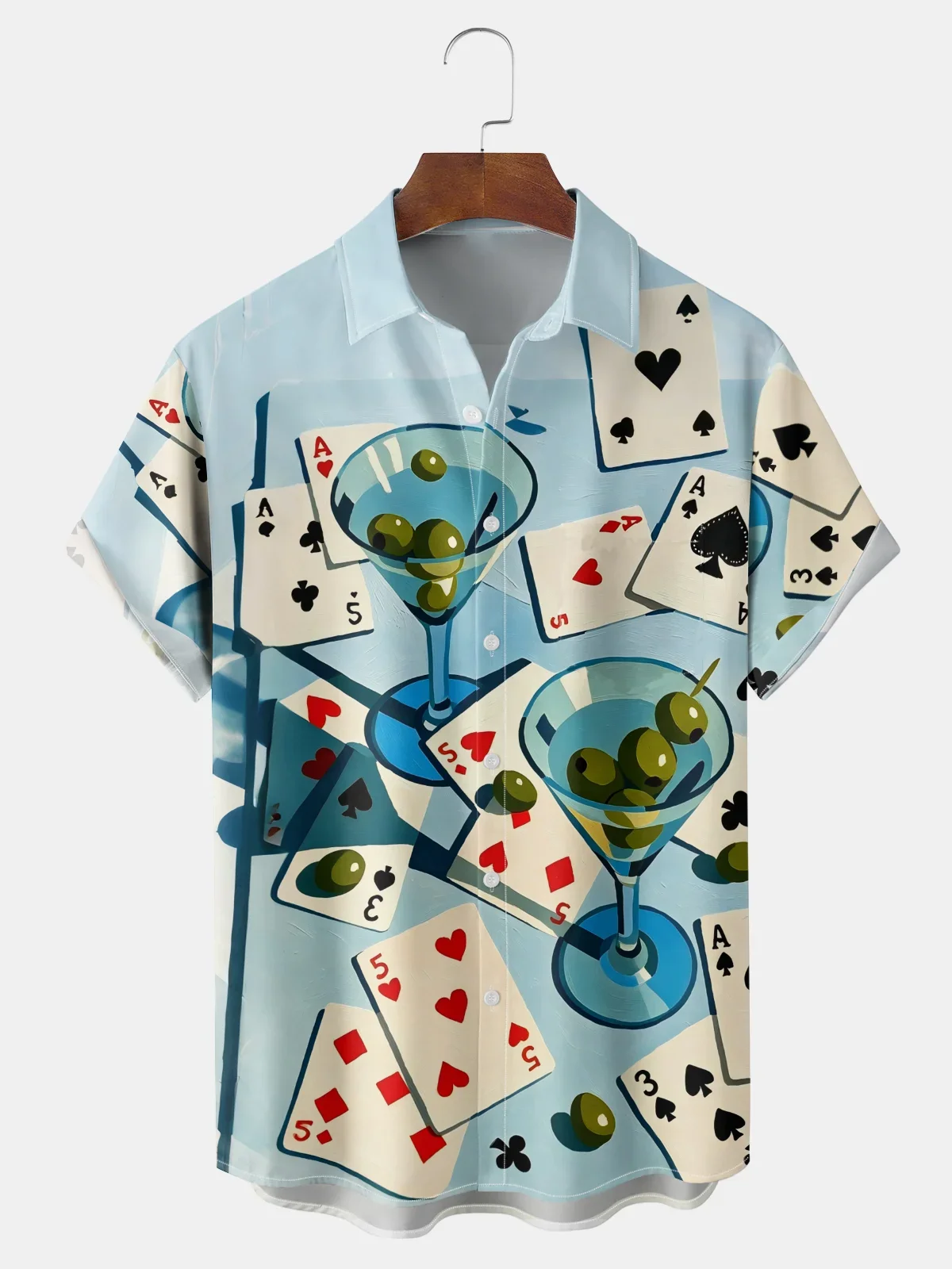 2026 Fashion Margarita Cocktail Chest Pocket Hawaiian Shirt Trendy Casual Wear Quick-Drying Fabric