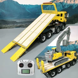 RC Car 8x4 8x8 1/14 Hydraulic Flatbed Trailer Wrecker Metal Model Rc Car EC160 Electric Excavator Rc Cars for Adults Toys