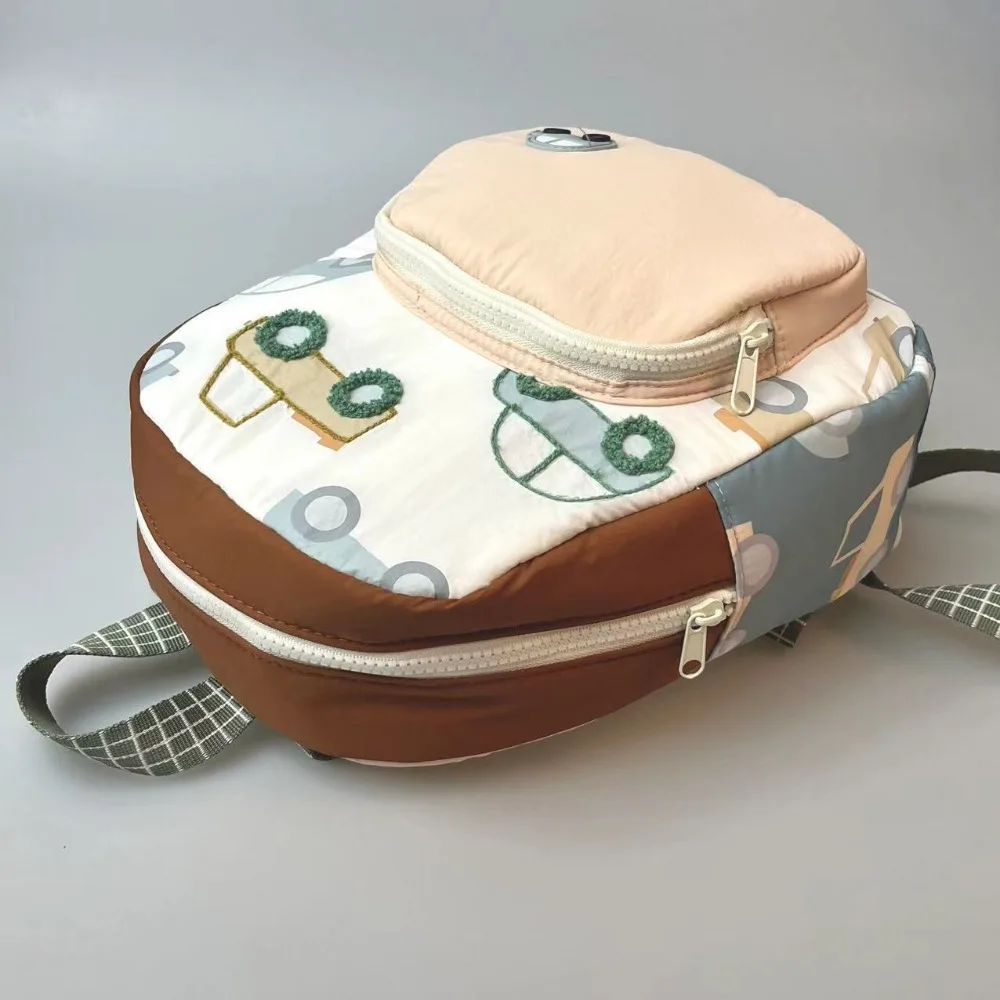 Cartoon Car Embroidery Children's School Backpack Kindergarten Multifunctional Students Schoolbag Lightweight Backpack