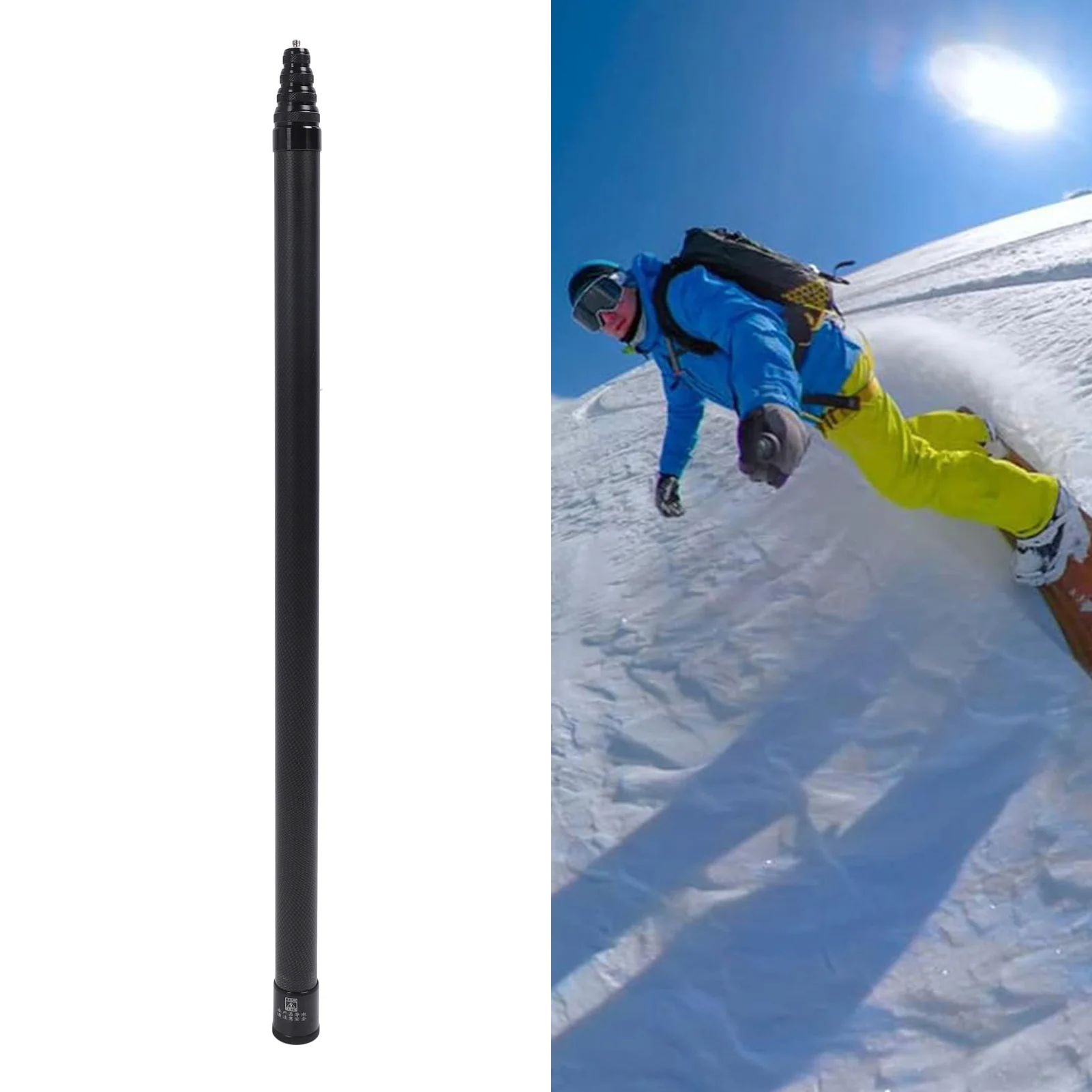 Invisible Selfie Stick 1/4 inch Screw Sturdy Rustproof Carbon  Extension Pole Lightweight 9 Section 16.4ft for X4 X3 X2