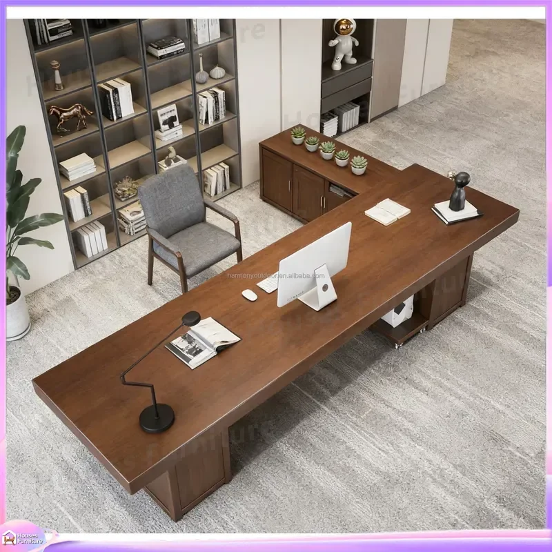 Luxury Solid Wood Office Desk CEO Executive Table Manager Boss Desk High Quality Customizable Senior Supervisor Workstation