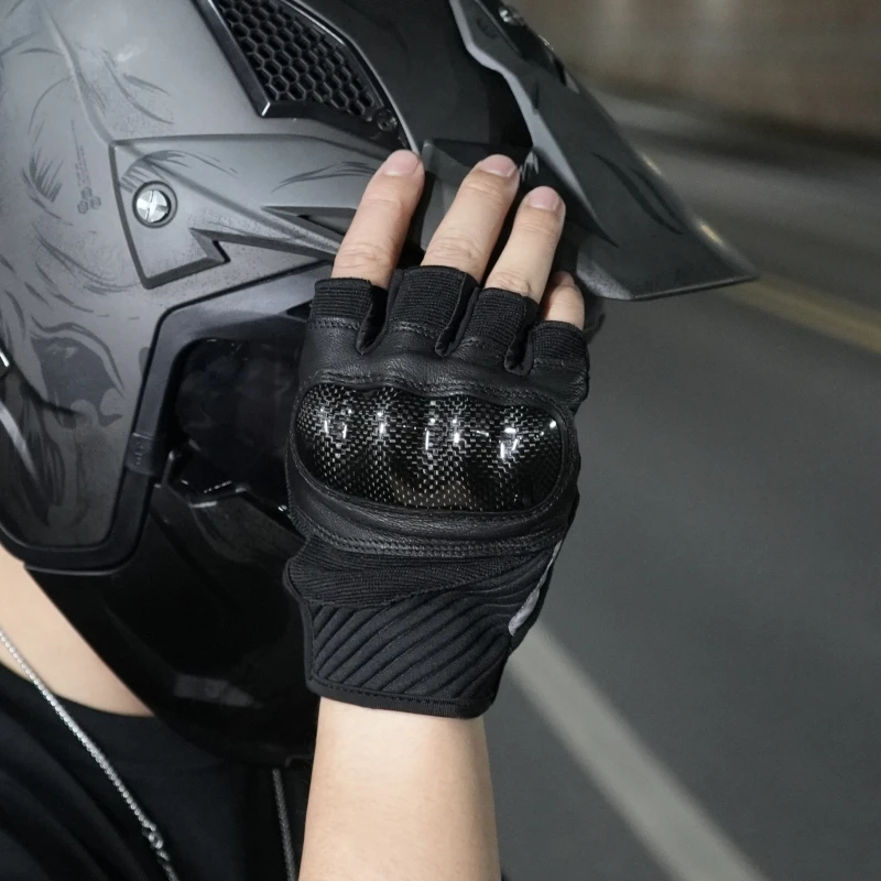 

VEMAR Summer Half Finger Motorcycle Riding Gloves Men Women Breathable Carbon Fiber&Sheepskin Guantes Motocross Luva Moto Gloves