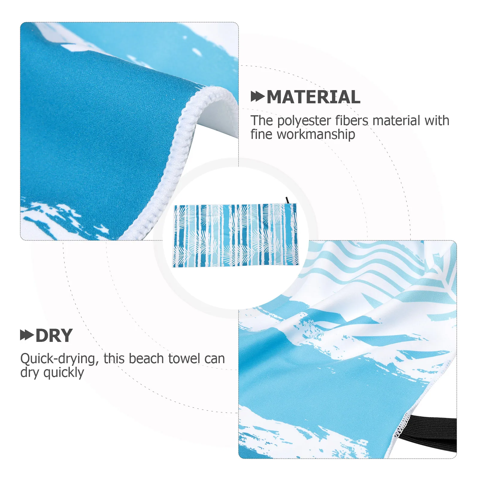 

Quick Dry Beach Towel Sand Blue Pattern Towels Absorbent for Swim Thin Drying Fast Vintage