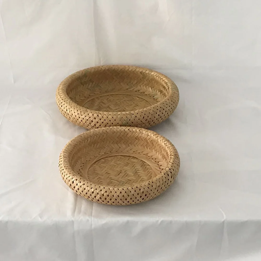 

Bamboo Bread Basket Fruit Plate Bowl Kitchen Organizer Garden Wooden Woven Storage