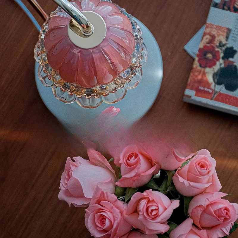 

Pink lily of the valley scented candle marble wax melting lamp adjustable bedside candle melting fragrance lamp