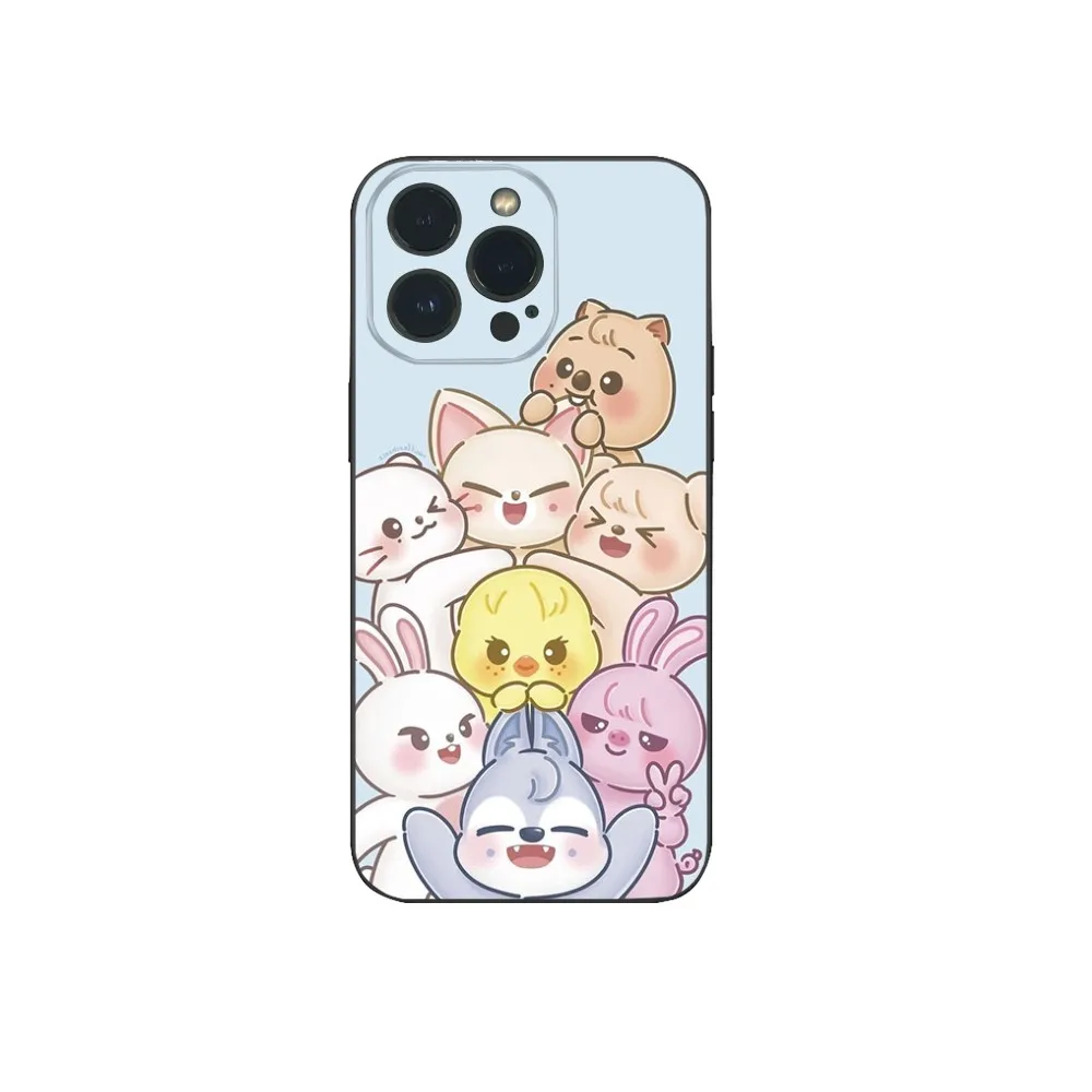 C-Cartoon S-Stray kids Phone Case  For iPhone16 15 14 13 12 Mini 11 Pro XS Max X XR SE5 6 7 8 Plus Soft Silicone Cover