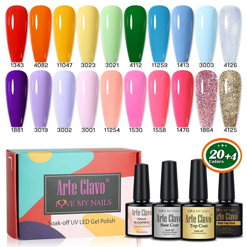 

Arte Clavo 24Pcs Delicate Nail Polish Gift Box Semi Permanent Soak Off UV Vernis LED Nails Art Gel Varnish Hybrid Gel Kit Ongle