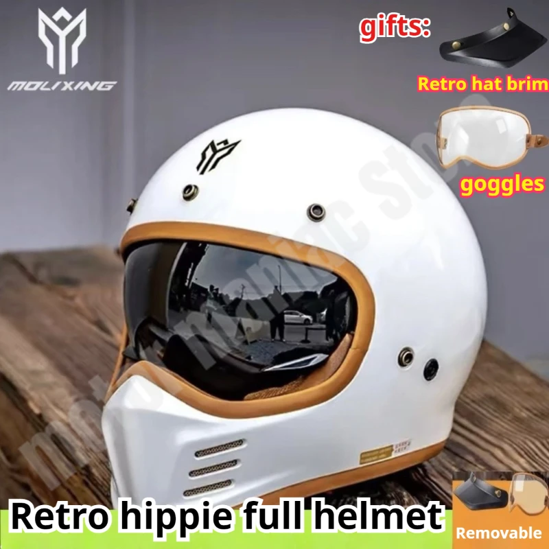 Retro Motorcycle Helmet New Wave Hippie Full Helmet Off Road Ventilation Locomotives Crash Helmet Motorcycle Fashion Graffiti