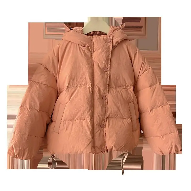 Boys and Girls Winter New Solid Color Hooded Fashion Windproof Warmth Thickened Windproof Sports Cotton Clothes