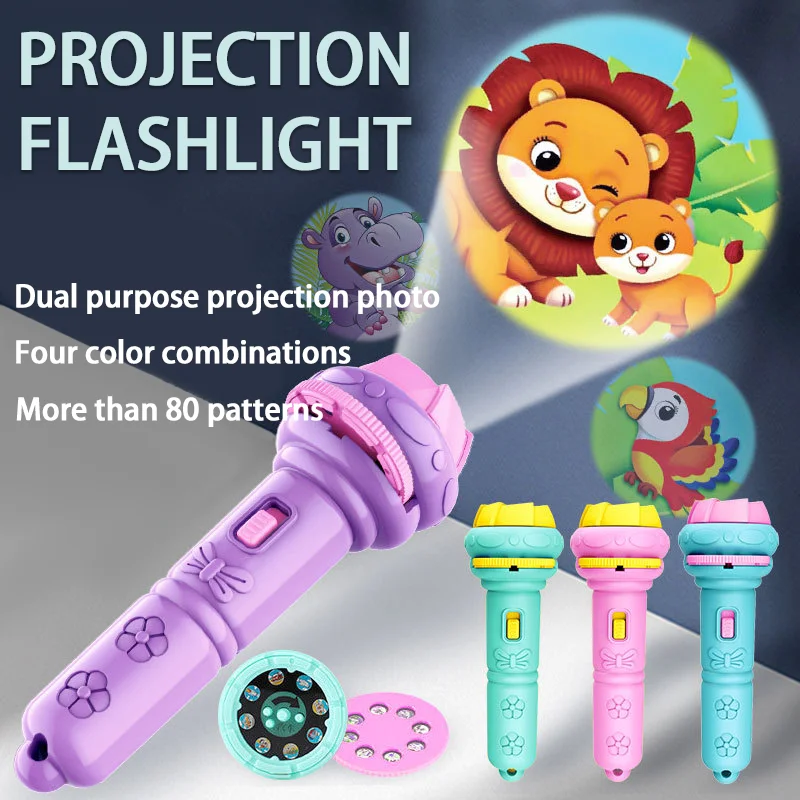 10Pcs Cards Cartoon Projection Flashlight Patterns Creative Children Flashlight Toy Projector Baby Toys Bedtime Story Book Toy image 4