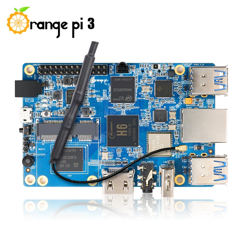TopElec Orange Pi 3 2GB RAM 8GB EMMC Flash Development Board WiFi+BT5.0 Allwinner H6 SoC Single Board Computer Gbps Ethernet HDM