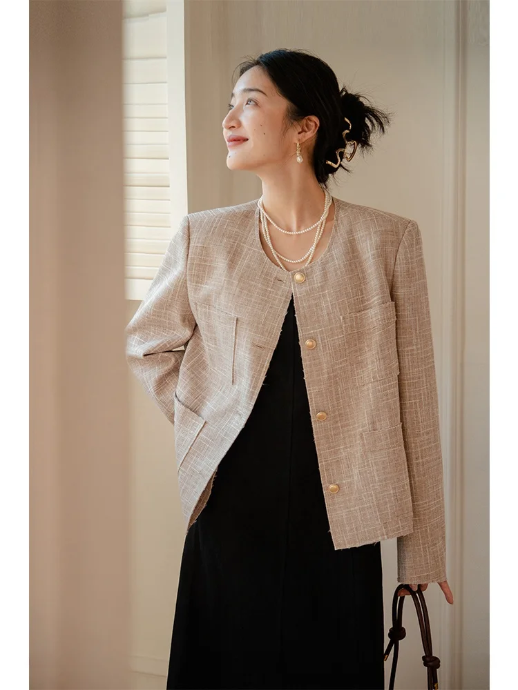 

Розовое короткое пальто женское весенне-осеннее 2024 года, новинка, тонкое, маленького размера, на пуговицах, повседневное, модное, для работы, в деловом стиле