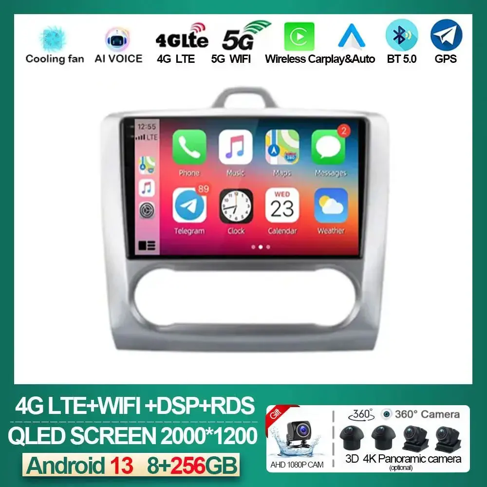 

9" 2 Din 4G+WiFi Car Radio for Ford Focus Exi MT AT 2004 - 2011 Multimedia Player Android 12 GPS Navigation Head Unit NO 2din