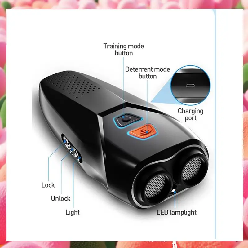 بالموجات فوق الصوتية الكلب مبيد الحشرات التدريب النباح وقف الكلب جهاز الردع LED كلب النباح وقف التحكم طارد + مصباح يدوي Set-ABJU