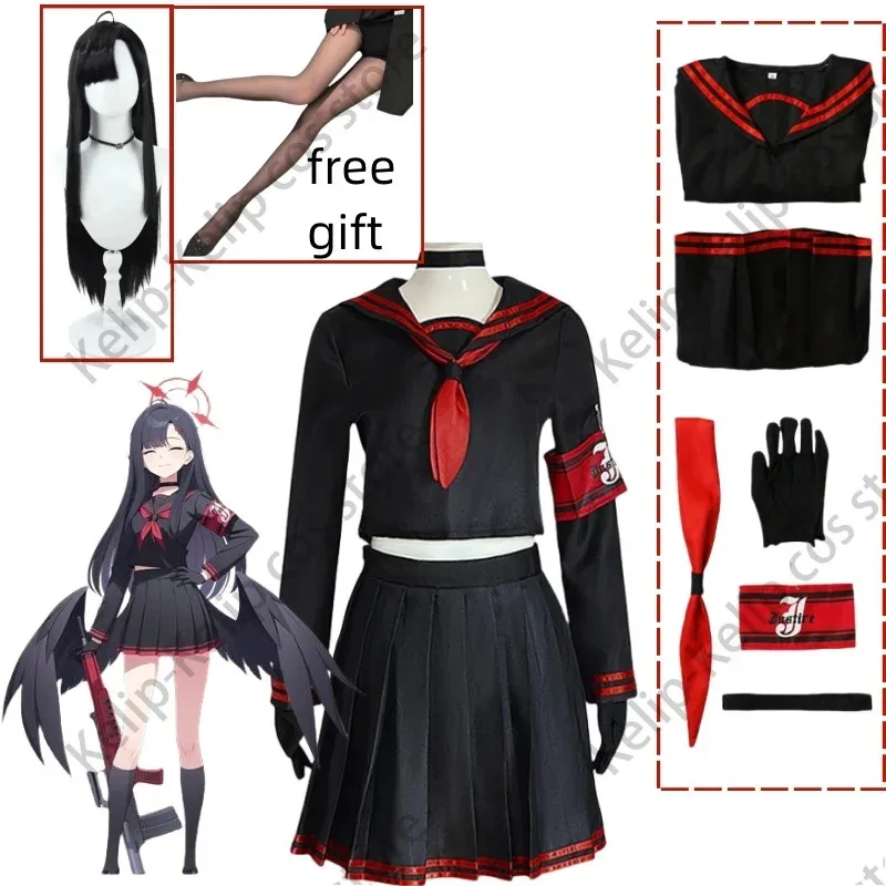 

Game Blue Archive Nakamasa Ichika Cosplay Costume Wig Japanese Black JK School Uniform Skirt Woman Sexy Kawaii Christmas Suit