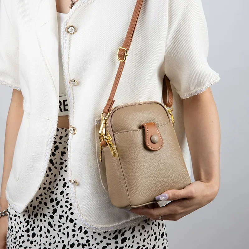 Tilorraine genuine leather phone bag 2025 fashionable crossbody small bag casual women's bag multifunctional coin purse