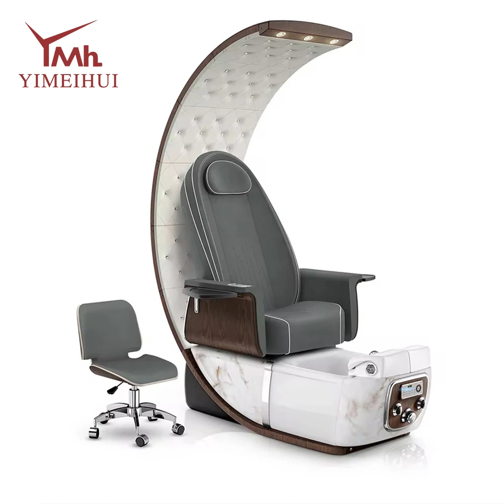 Immagine 7: Poltrona Professionale Moderna con Schienale Alto per Spa Piedi, Massaggi, Manicure e Pedicure per Saloni di Bellezza con Base LED